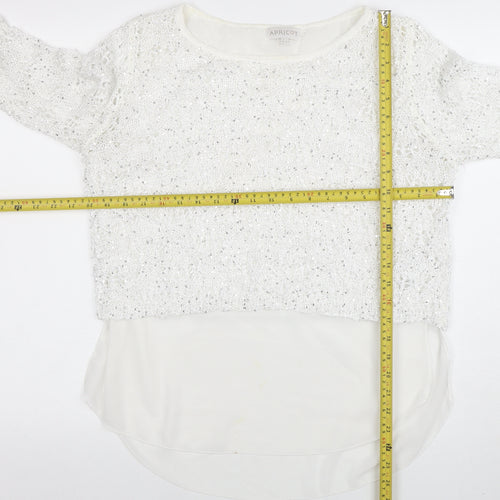 Apricot Women White Sequin Knit Long Sleeve Jumper XS