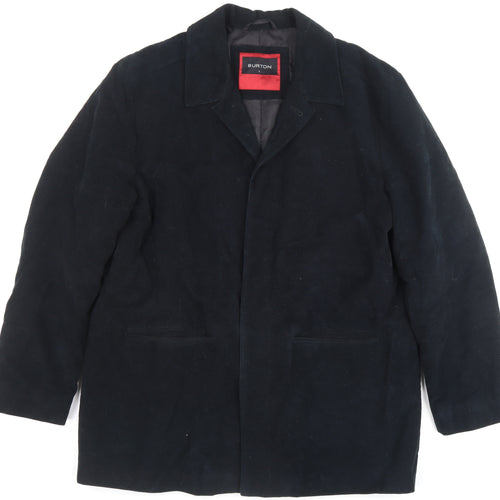 Burton Men's Black Cotton Lined Mid-Length Overcoat Size L