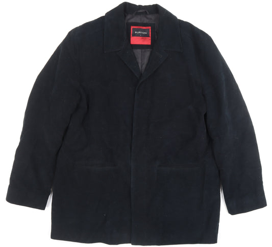 Burton Men's Black Cotton Lined Mid-Length Overcoat Size L