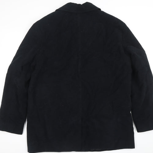 Burton Men's Black Cotton Lined Mid-Length Overcoat Size L