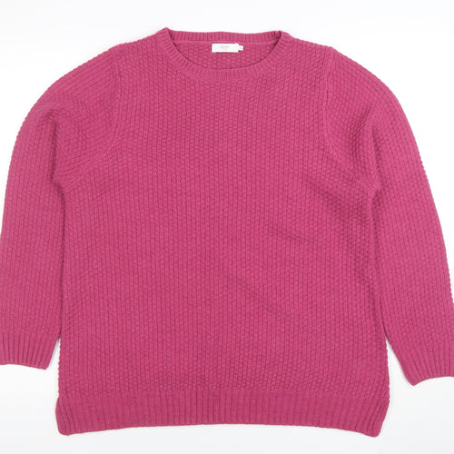 Colton Traders Women's Fuchsia Pink Knit Jumper Size 14 Crew Neck