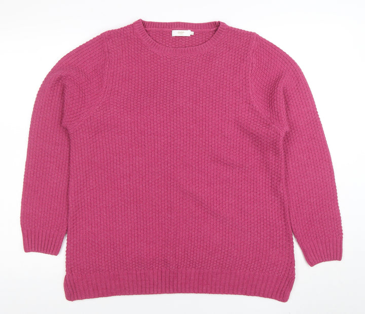Colton Traders Women's Fuchsia Pink Knit Jumper Size 14 Crew Neck