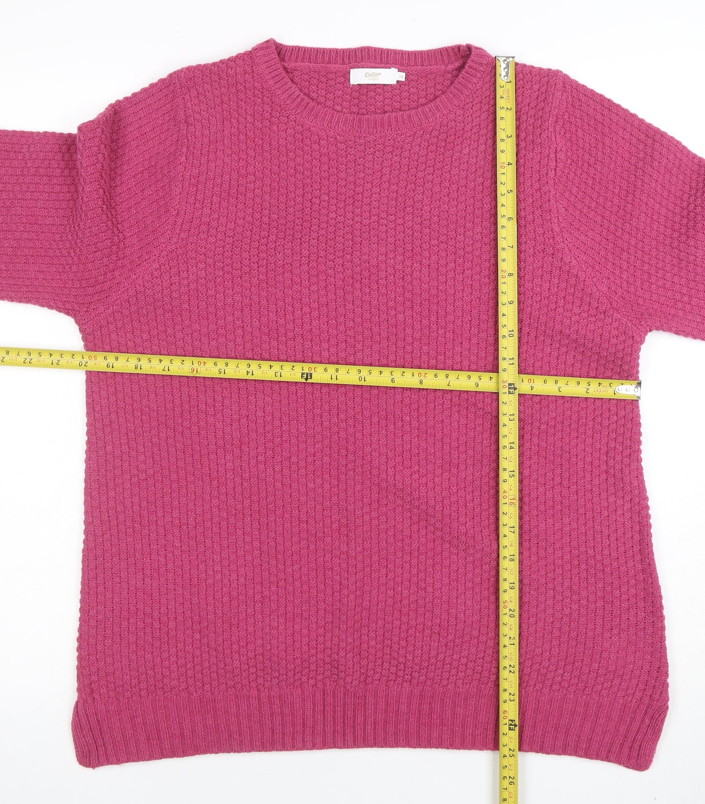 Colton Traders Women's Fuchsia Pink Knit Jumper Size 14 Crew Neck