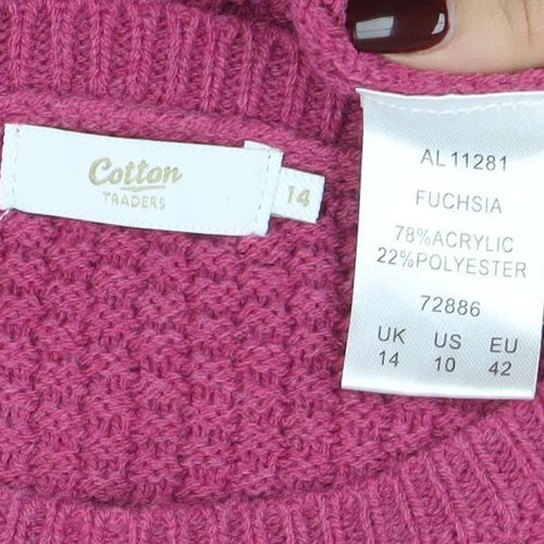 Colton Traders Women's Fuchsia Pink Knit Jumper Size 14 Crew Neck