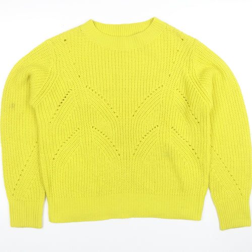 b.young Womens Yellow Acrylic Knit Pullover Jumper L