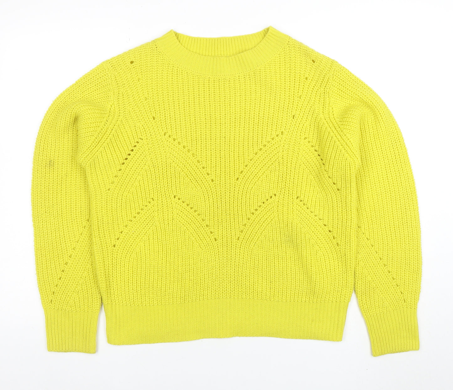 b.young Womens Yellow Acrylic Knit Pullover Jumper L