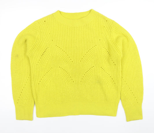 b.young Womens Yellow Acrylic Knit Pullover Jumper L