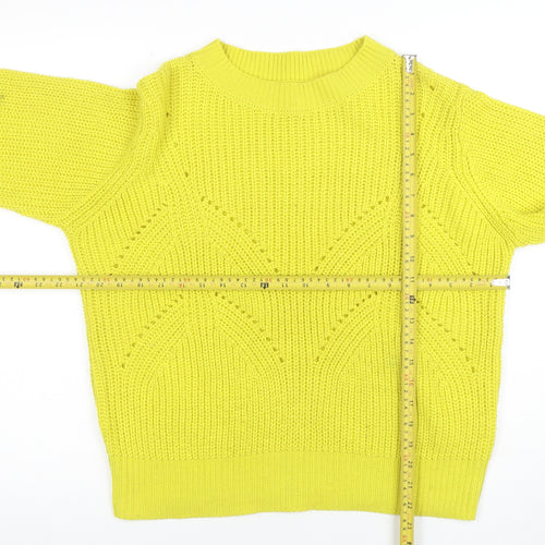 b.young Womens Yellow Acrylic Knit Pullover Jumper L