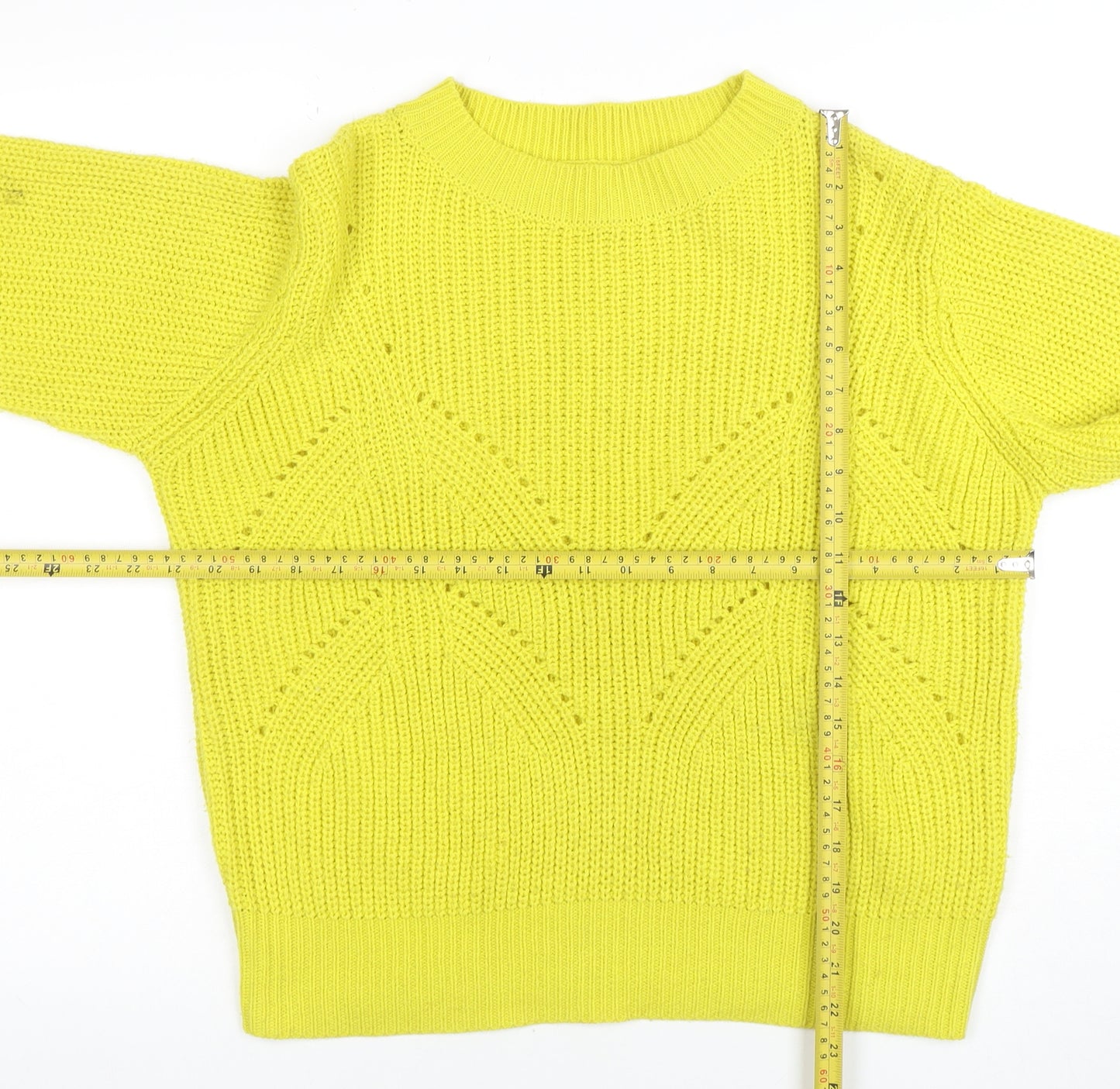 b.young Womens Yellow Acrylic Knit Pullover Jumper L