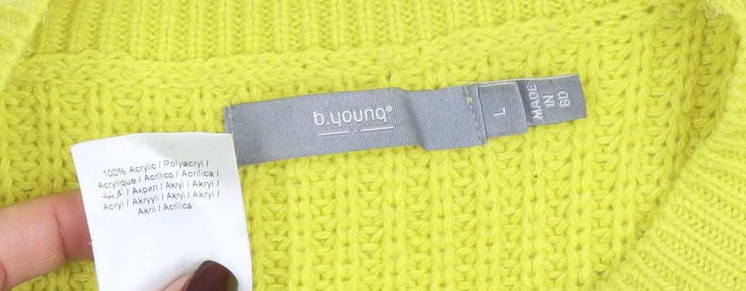 b.young Womens Yellow Acrylic Knit Pullover Jumper L