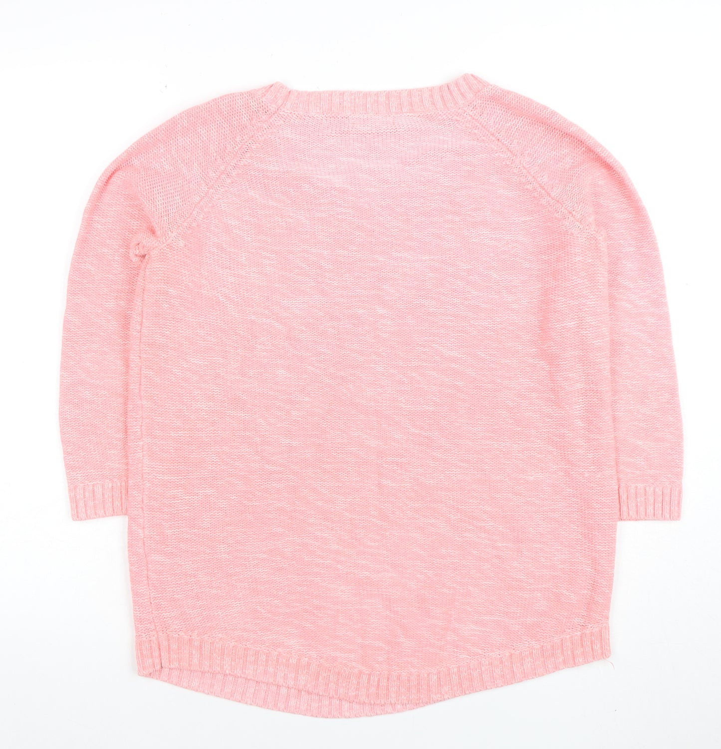 Gap Women Pink Cotton Crew Neck 3/4 Sleeve Pullover Jumper M