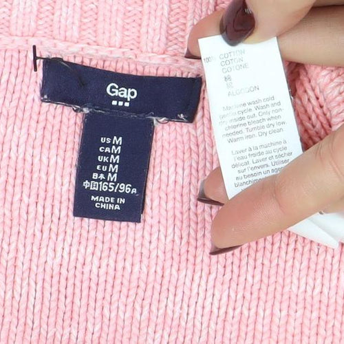 Gap Women Pink Cotton Crew Neck 3/4 Sleeve Pullover Jumper M