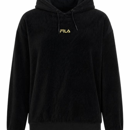 Fila Women's Black Pullover Hoodie XS 8 Ribbed Cord Velour