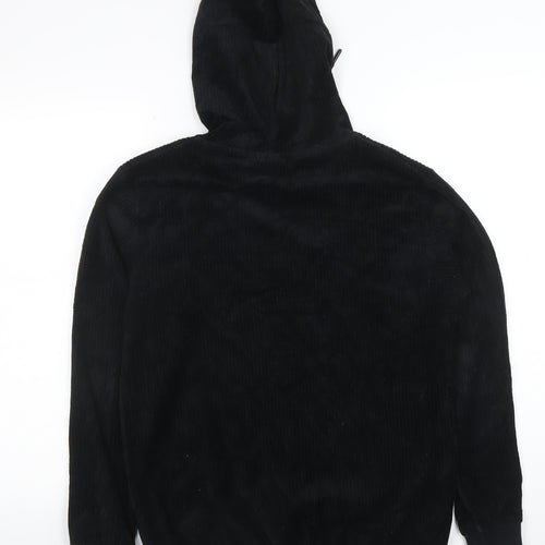 Fila Women's Black Pullover Hoodie XS 8 Ribbed Cord Velour