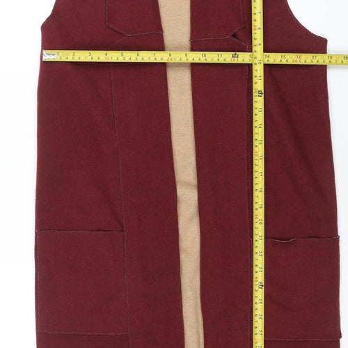 Marks and Spencer Women Burgundy Sleeveless Open Vest Medium