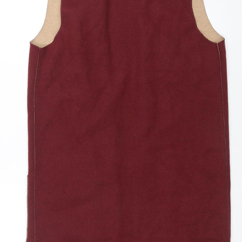 Marks and Spencer Women Burgundy Sleeveless Open Vest Medium