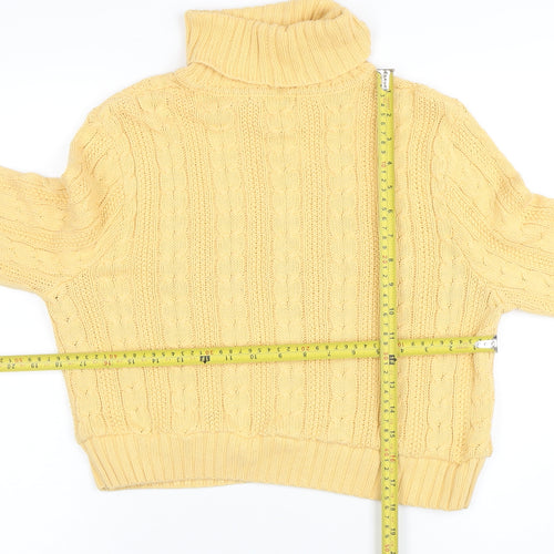 Jeanne Pierre Women’s Yellow Roll Neck Cable-Knit Jumper M