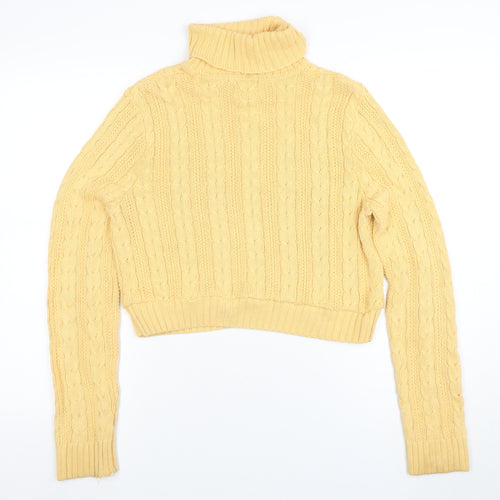 Jeanne Pierre Women’s Yellow Roll Neck Cable-Knit Jumper M