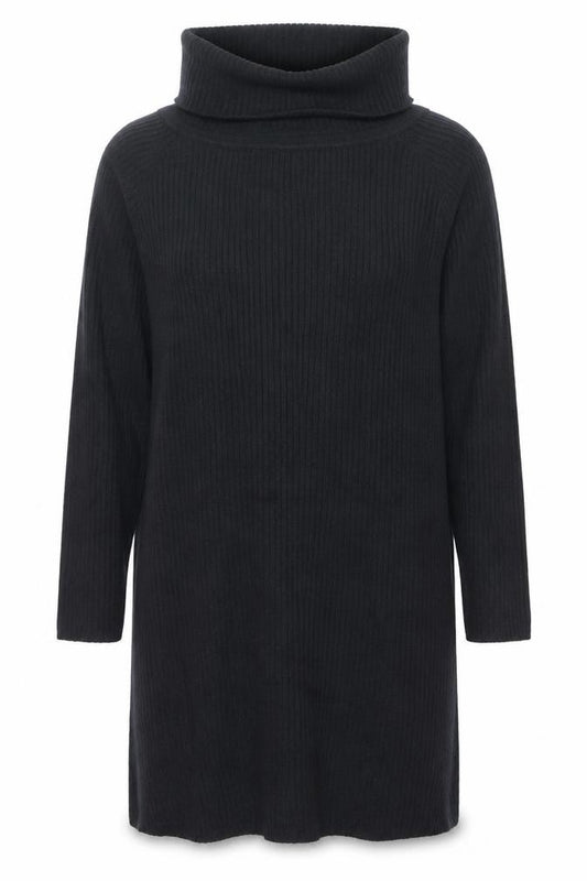Front view of PRETTYLITTLETHING Women’s Black Roll Neck Ribbed Knit Jumper 2XL Plus