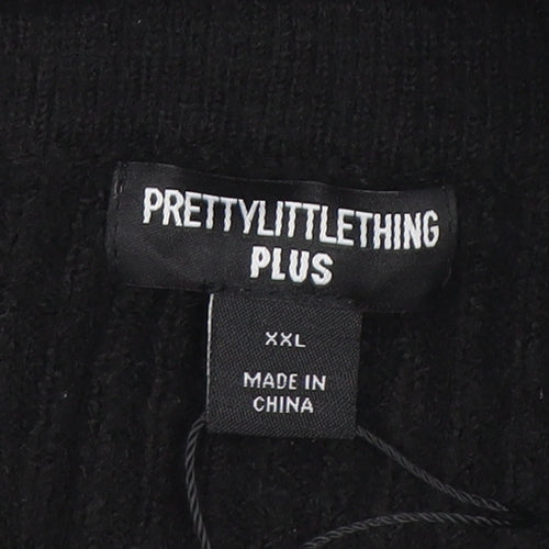 PrettyLittleThing Women’s Black Roll Neck Ribbed Knit Jumper 2XL Plus