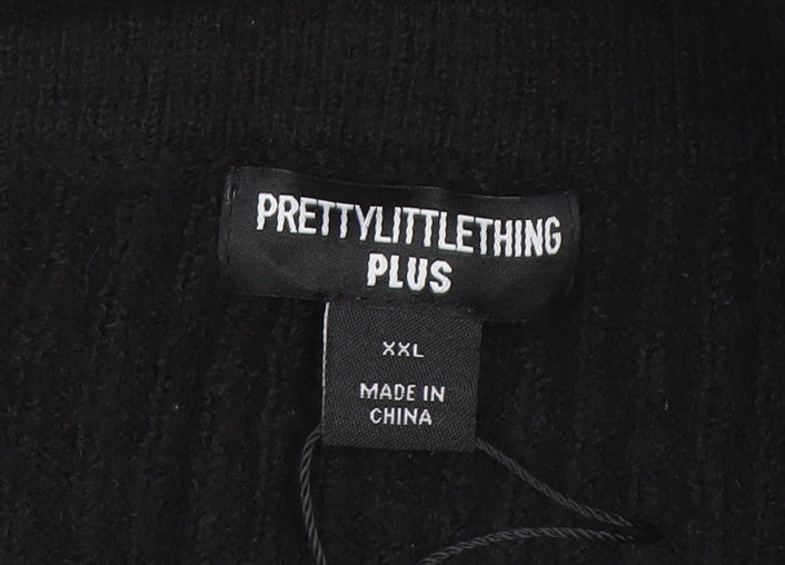 PrettyLittleThing Women’s Black Roll Neck Ribbed Knit Jumper 2XL Plus
