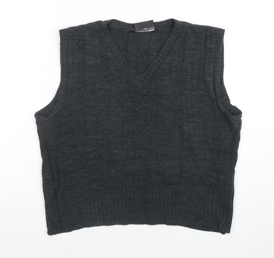 C&A Womens Grey V-Neck Sleeveless Knit Vest Jumper Size 12