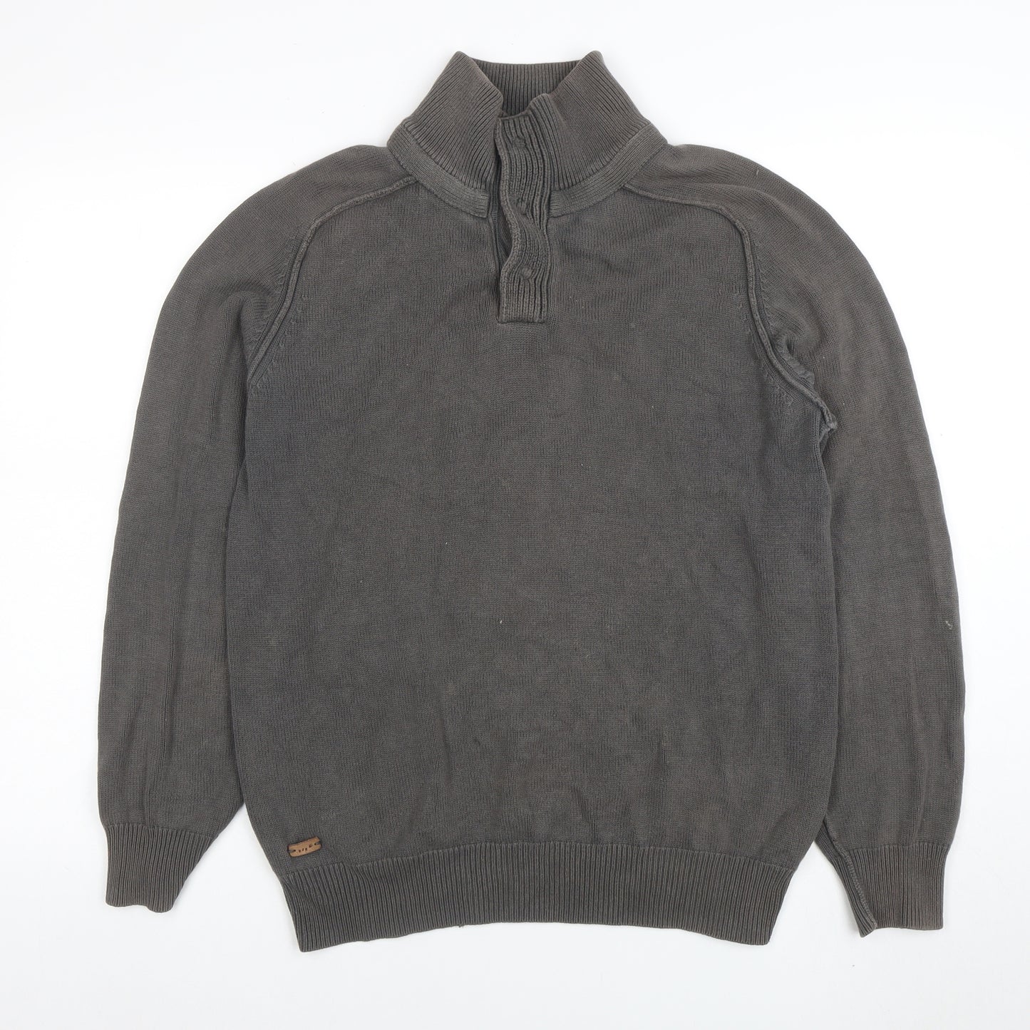 Rochas John Rocha Men’s Grey Cotton 1/4 Zip High Neck Jumper M