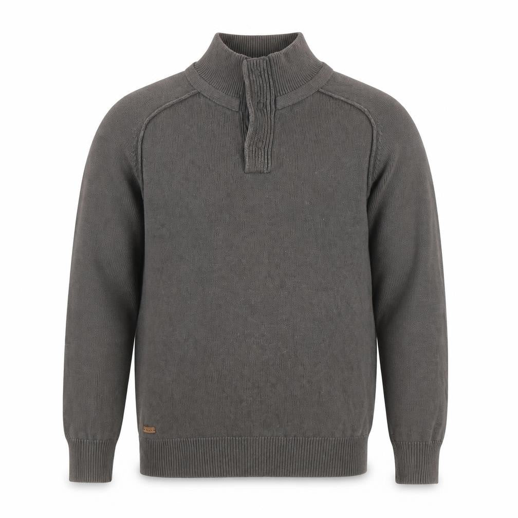 Front view of Rochas John Rocha Men’s Grey Cotton 1/4 Zip High Neck Jumper M