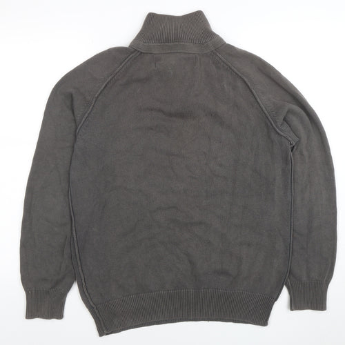 Rochas John Rocha Men’s Grey Cotton 1/4 Zip High Neck Jumper M