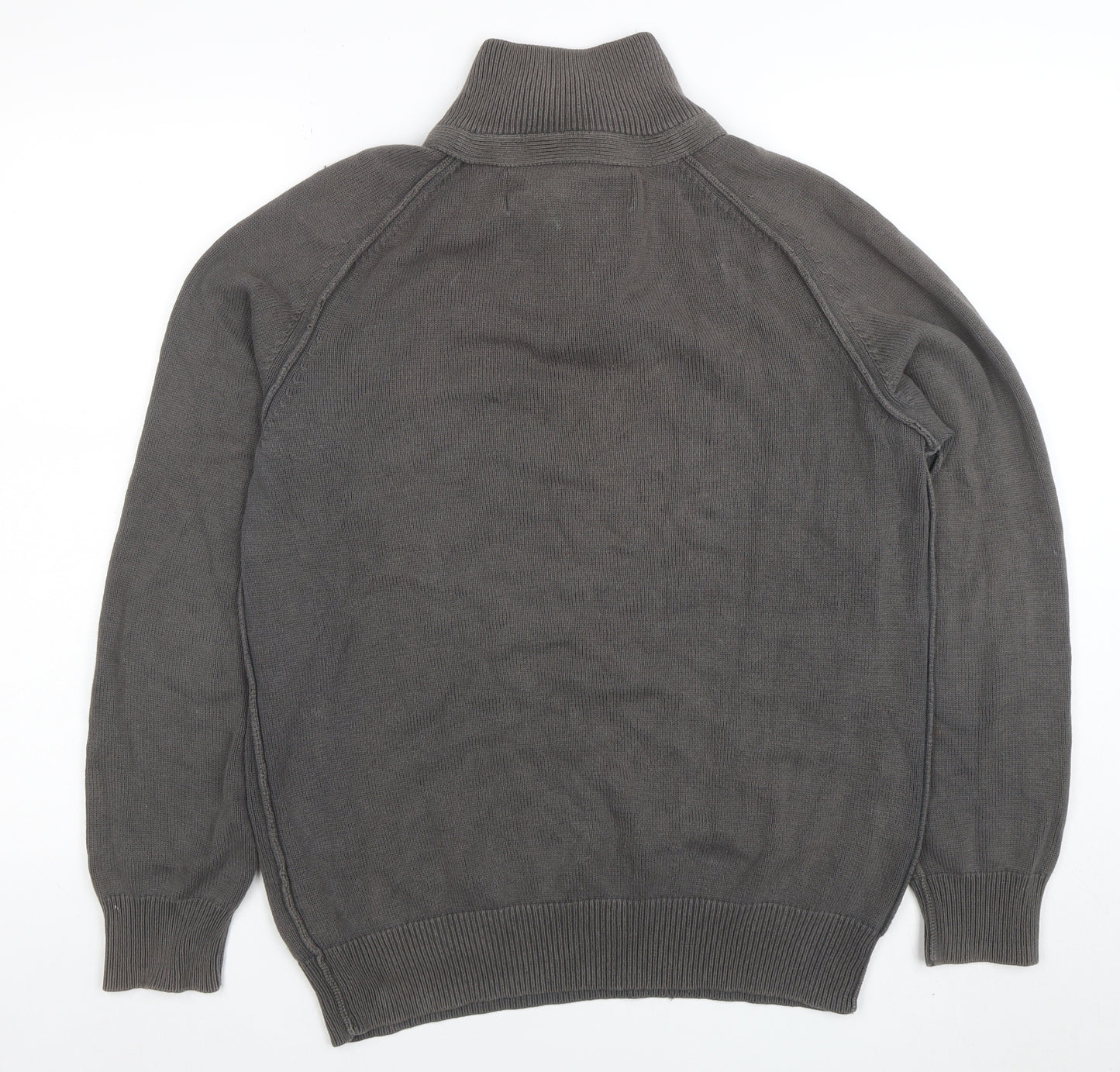 Rochas John Rocha Men’s Grey Cotton 1/4 Zip High Neck Jumper M