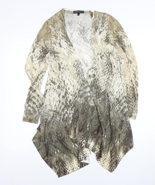 Passport Women’s Beige Snake Print Cardigan Size 10 Viscose Blend