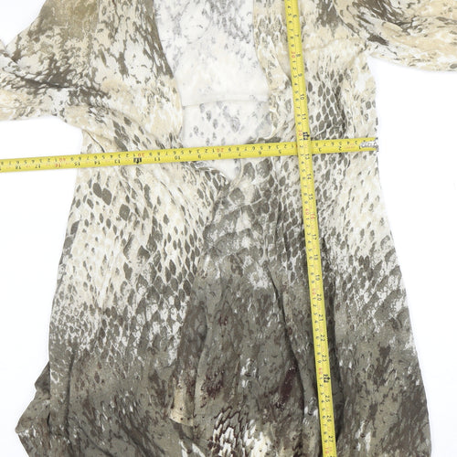 Passport Women’s Beige Snake Print Cardigan Size 10 Viscose Blend