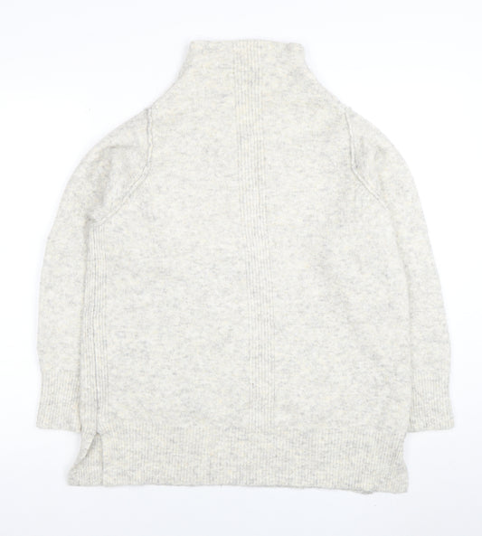 Mint Velvet Women's Ivory High Neck Zip Sleeve Knit Jumper Size S