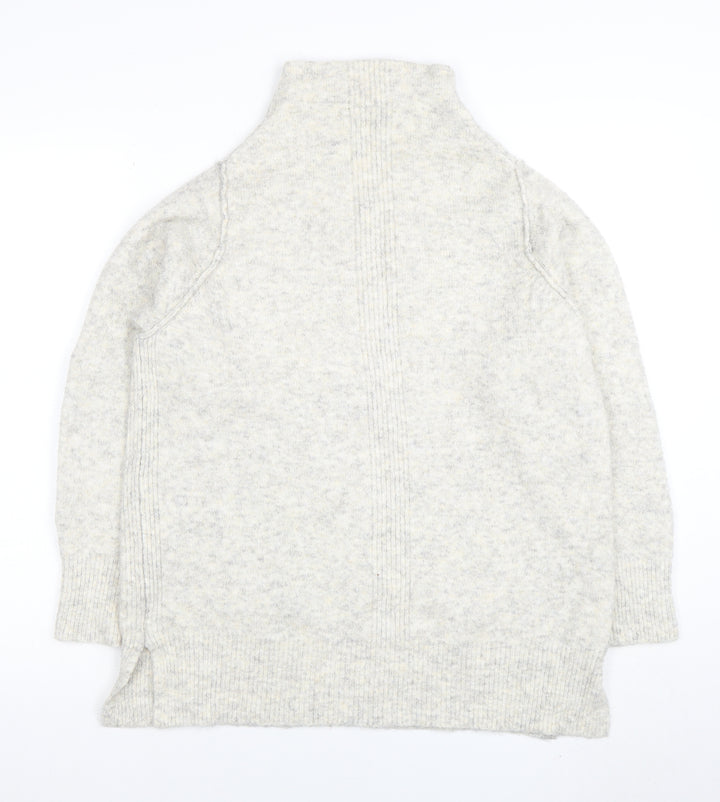 Mint Velvet Women's Ivory High Neck Zip Sleeve Knit Jumper Size S
