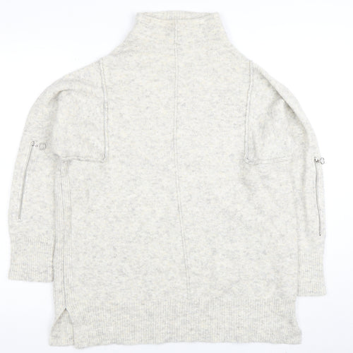 Mint Velvet Women's Ivory High Neck Zip Sleeve Knit Jumper Size S