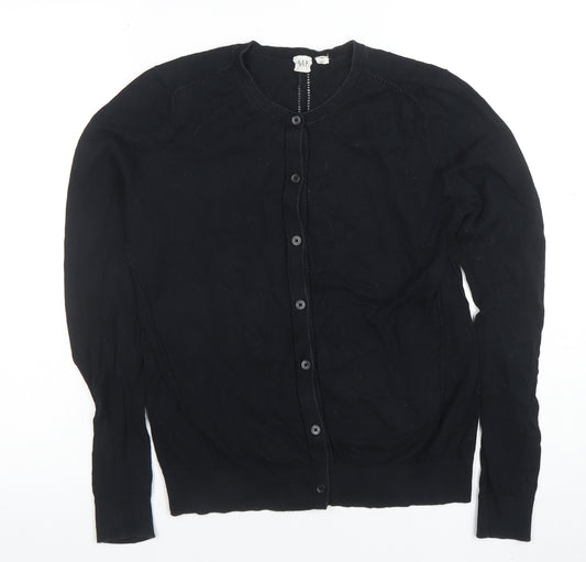 GAP Womens Black Cardigan XS Long Sleeve Cotton Knit Crew Neck