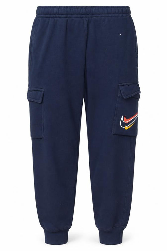 Front view of Nike Men's Blue Fleece Jogger Sweatpants S Regular Fit