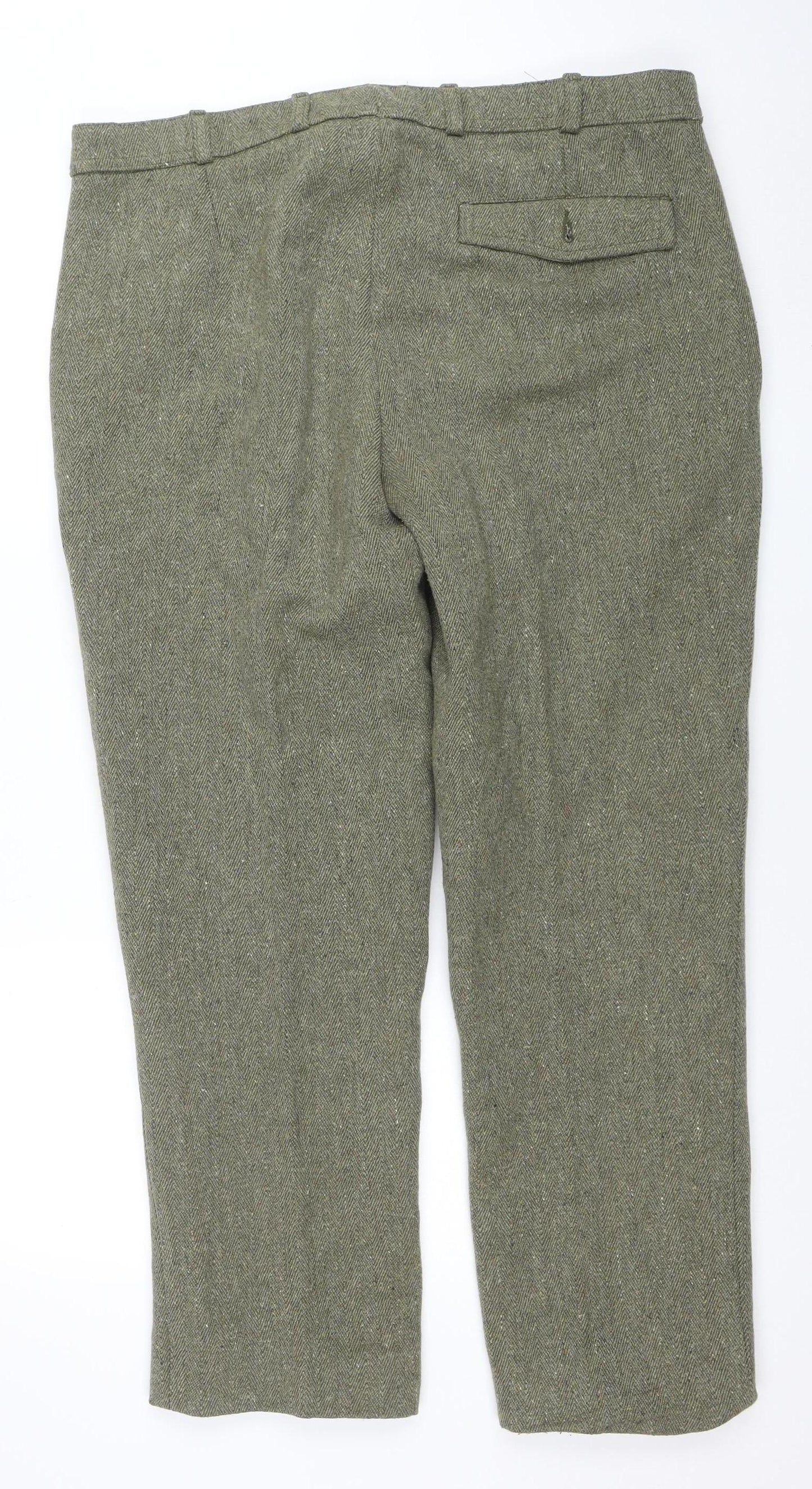 Beaver Men’s Grey Herringbone Wool Tweed Trousers Size 40 Regular