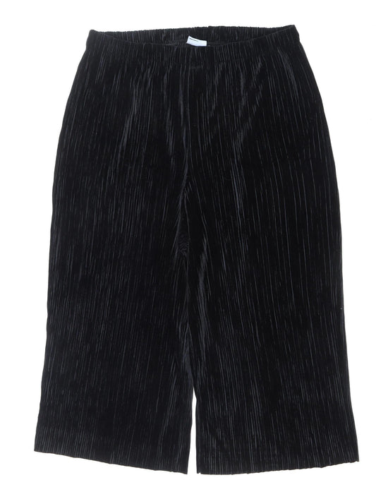 ASOS Women’s Black Crinkle Velvet Wide-Leg Cropped Trousers Size 22