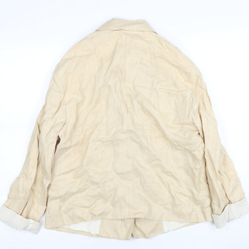 ZARA Women Beige Linen Blend Blazer Jacket S Single Breasted