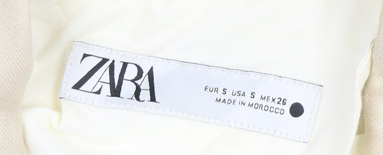 ZARA Women Beige Linen Blend Blazer Jacket S Single Breasted