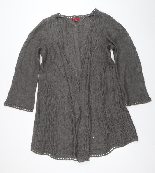 Monsoon Women's Grey Long Sleeve Cable Knit Open Cardigan Size 18