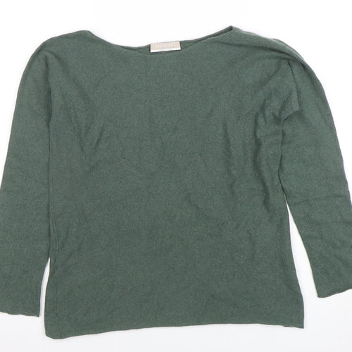 Stefanel Women Green Wool Blend Boat Neck Jumper Size M