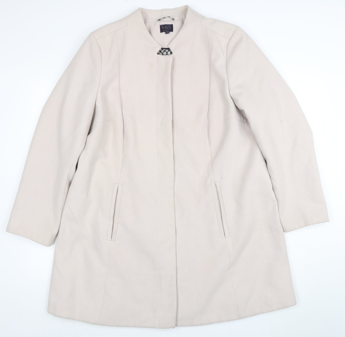 Marks and Spencer Women's Beige Long Overcoat Size 20 Classic Style