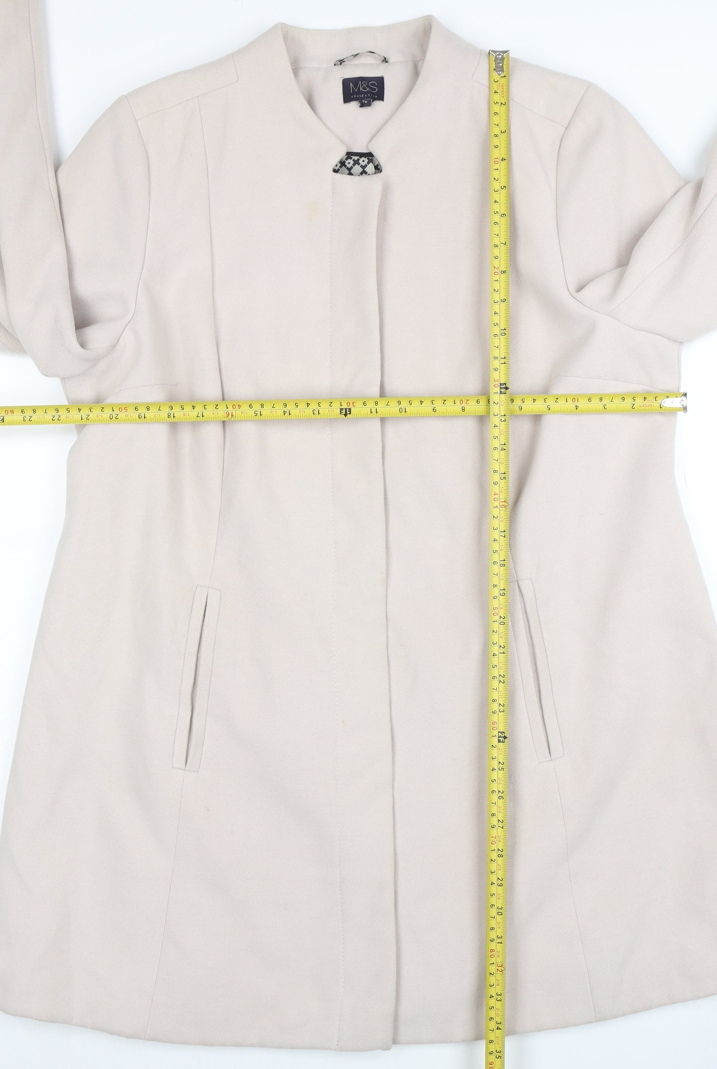 Marks and Spencer Women's Beige Long Overcoat Size 20 Classic Style