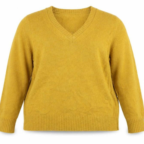 Marks and Spencer Women Yellow V-Neck Wool Blend Jumper Size 18