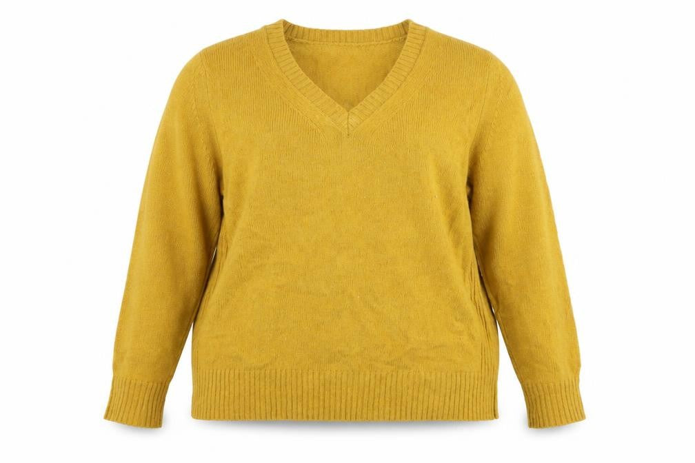 Marks and Spencer Women Yellow V-Neck Wool Blend Jumper Size 18