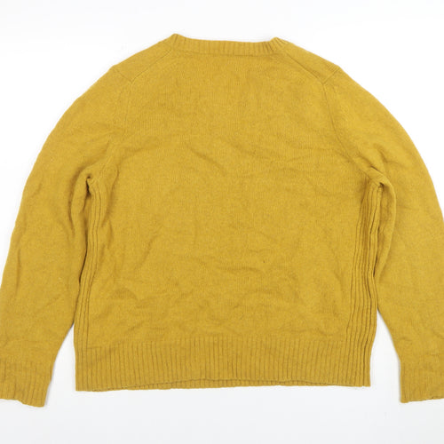 Marks and Spencer Women Yellow V-Neck Wool Blend Jumper Size 18