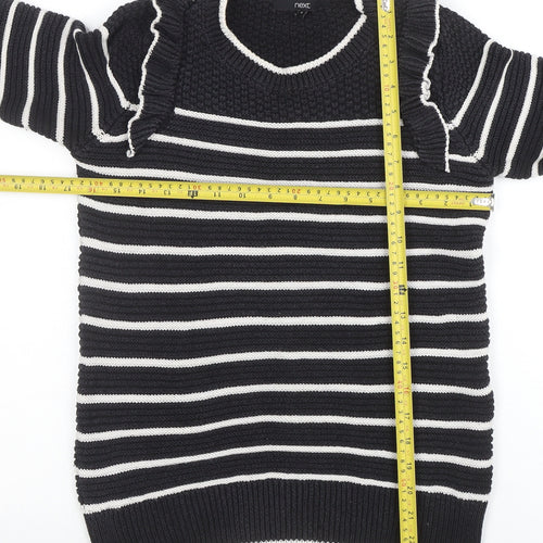 Next Women's Black Striped Ruffle Knit Jumper Size 8