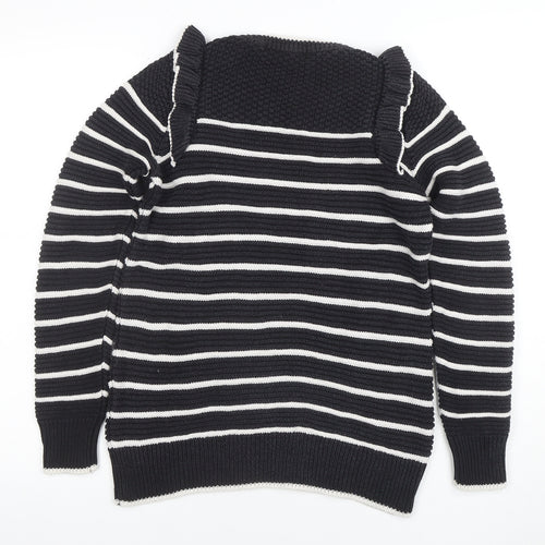 Next Women's Black Striped Ruffle Knit Jumper Size 8